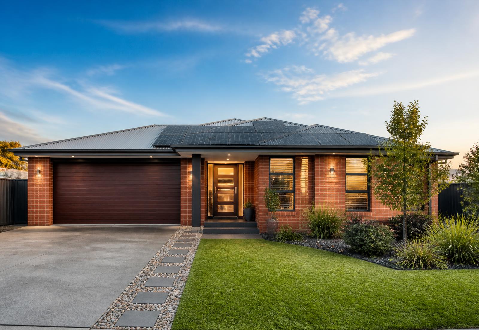 Australian family home fitted with rooftop solar panels